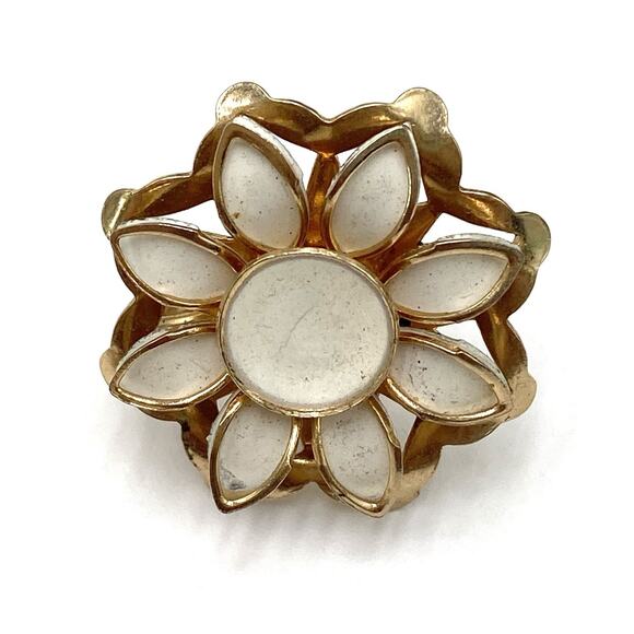 Coro Screw Backs Clips Clip Ons Earrings White Enamel Gold Tone Vintage - Picture 4 of 12